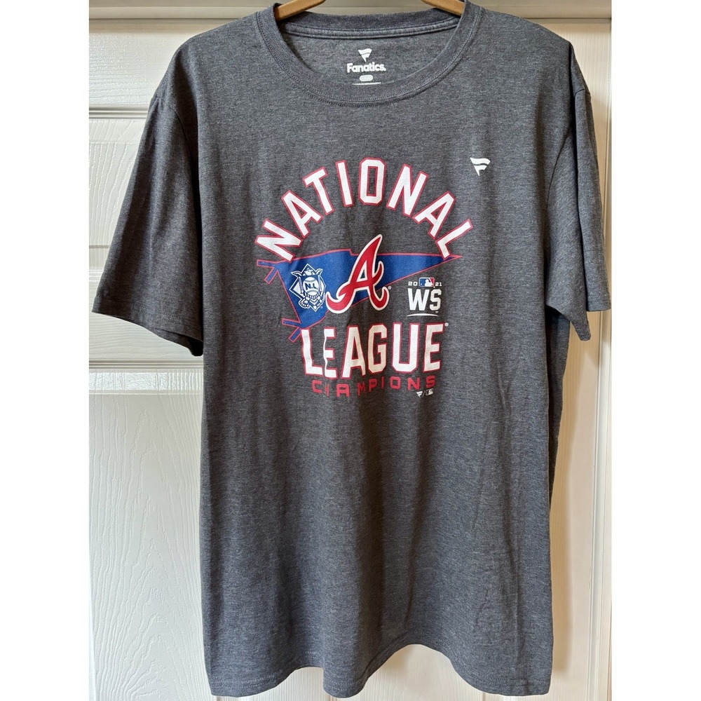 Atlanta Braves 2021 National League Champions Shirt Fanatics Men's Large Gray‎